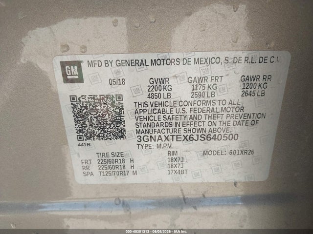 Chevrolet EQUINOX LT 2018 3GNAXTEX6JS640500 Image 9