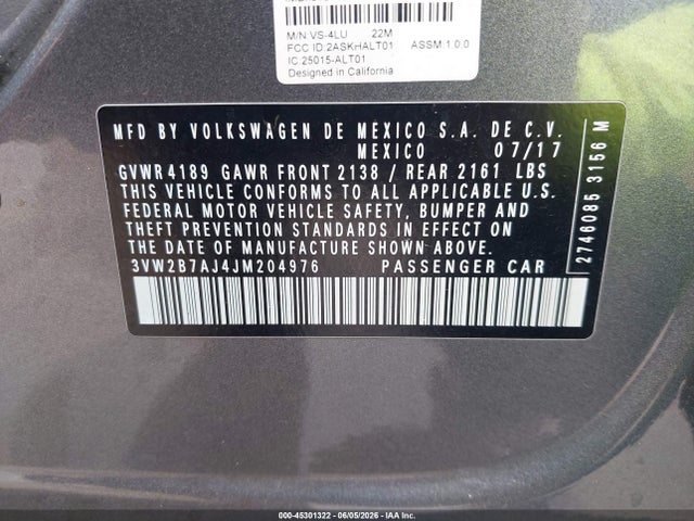 Продаж на аукціоні авто 2018 Volkswagen Jetta 1.4t S, vin: 3VW2B7AJ4JM204976, номер лоту: 45301322
