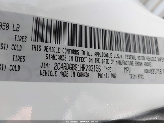 Dodge Grand Caravan Se Plus 2017 2C4RDGBG1HR733156 Image 9