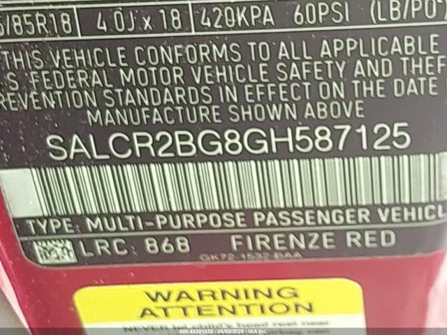 SALCR2BG8GH587125 Land Rover Discovery Sport Hse