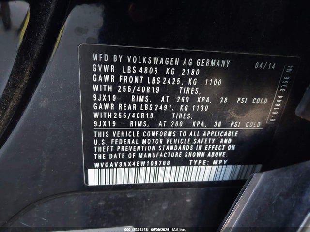 WVGAV3AX4EW109788 Volkswagen Tiguan R-line