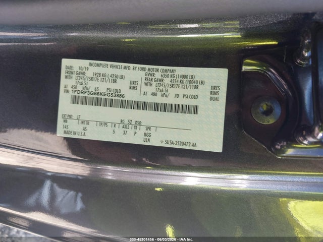 1FDRF3G66KEG53886 Ford F-350 Chassis Xl