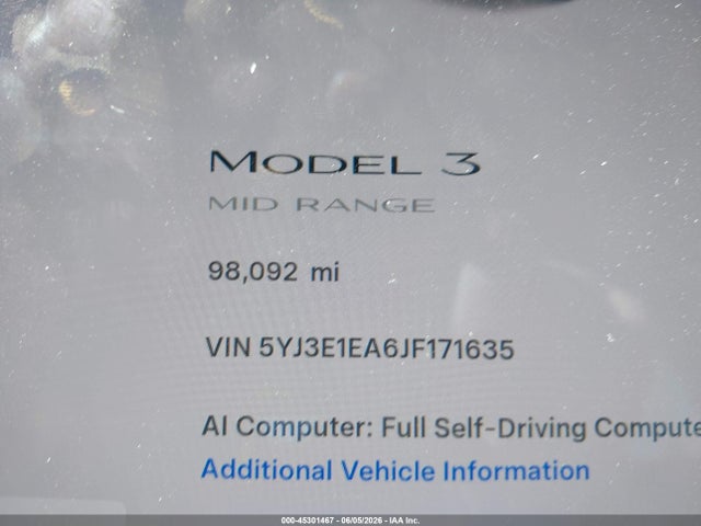 Tesla Model 3 Long Range/mid Range 2018 5YJ3E1EA6JF171635 Image 14