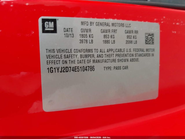 1G1YJ2D74E5104786 Chevrolet Corvette Stingray Z51