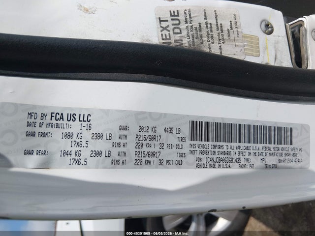 45301569 :رقم المزاد ، 1C4NJCBA0GD681435 vin ، 2016 Jeep Compass Sport مزاد بيع