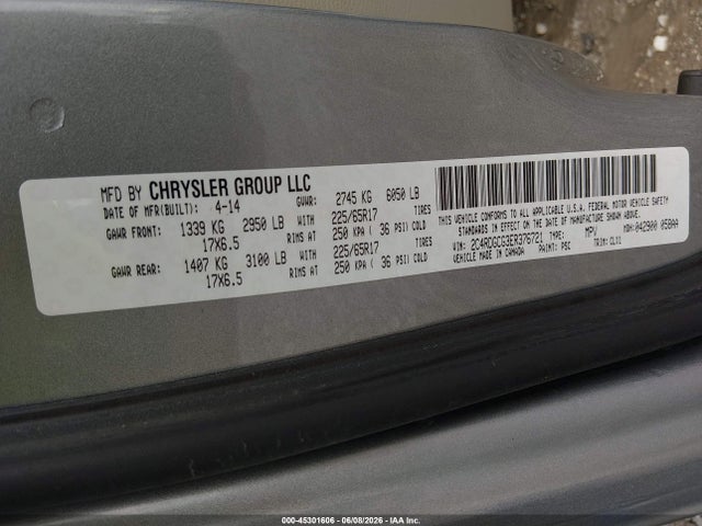 2C4RDGCG3ER376721 Dodge Grand Caravan Sxt 30th Anniversary