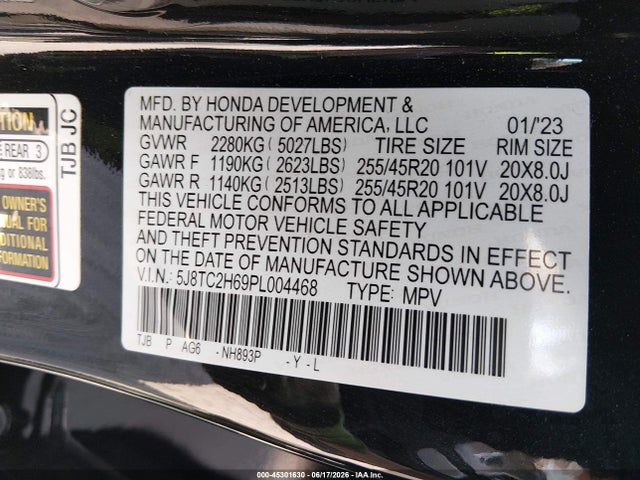Aukcja sprzedaży 2023 Acura Rdx A-spec Package, vin: 5J8TC2H69PL004468, numer aukcji: 45301630