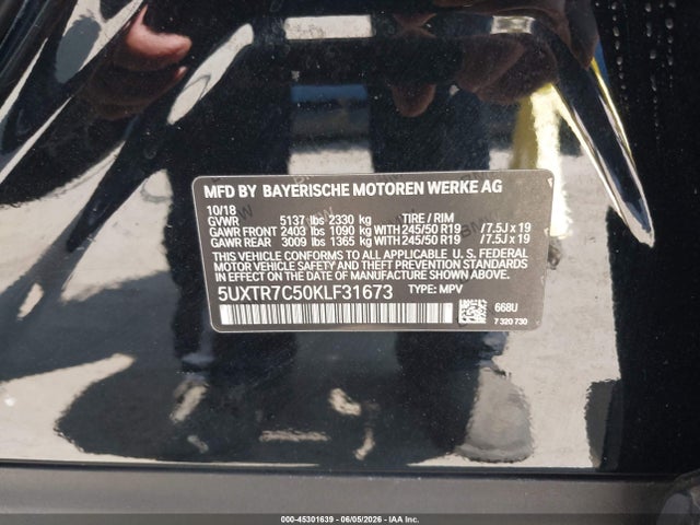5UXTR7C50KLF31673 BMW X3 Sdrive30i