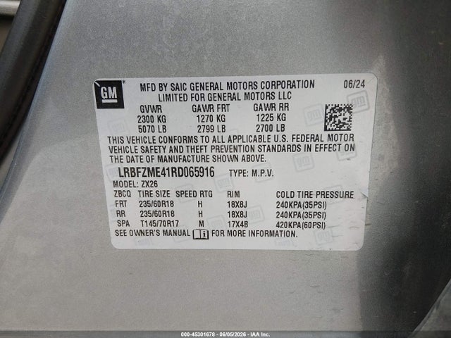 Aukcja sprzedaży 2024 Buick Envision Preferred Awd, vin: LRBFZME41RD065916, numer aukcji: 45301678