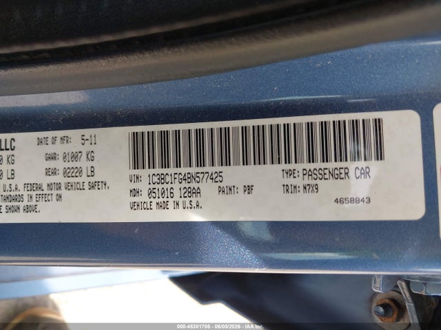45301786 :رقم المزاد ، 1C3BC1FG4BN577425 vin ، 2011 Chrysler 200 Touring مزاد بيع