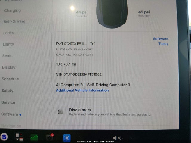 45301811 :رقم المزاد ، 5YJYGDEE6MF131662 vin ، 2021 Tesla Model Y Long Range Dual Motor All-wheel Drive مزاد بيع