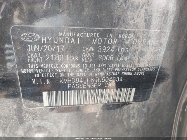 Продаж на аукціоні авто 2018 Hyundai Elantra Sel, vin: KMHD84LF6JU504334, номер лоту: 45301812