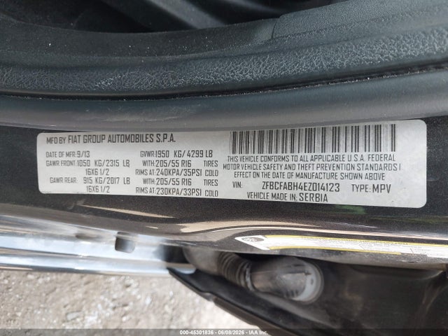 Aukcja sprzedaży 2014 Fiat 500l Easy, vin: ZFBCFABH4EZ014123, numer aukcji: 45301836