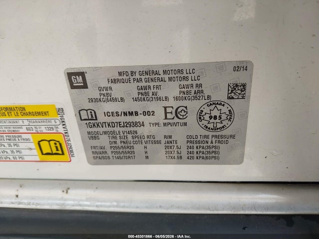 Продажа на аукционе авто 2014 Gmc Acadia Denali, vin: 1GKKVTKD7EJ293834, номер лота: 45301866
