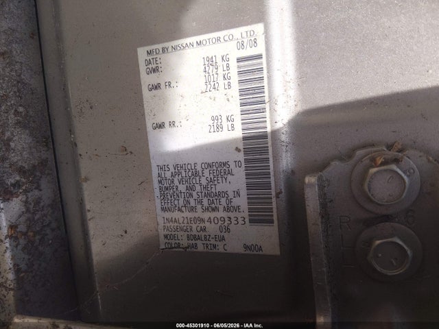 Продажа на аукционе авто 2009 Nissan Altima 2.5 S, vin: 1N4AL21E09N409333, номер лота: 45301910