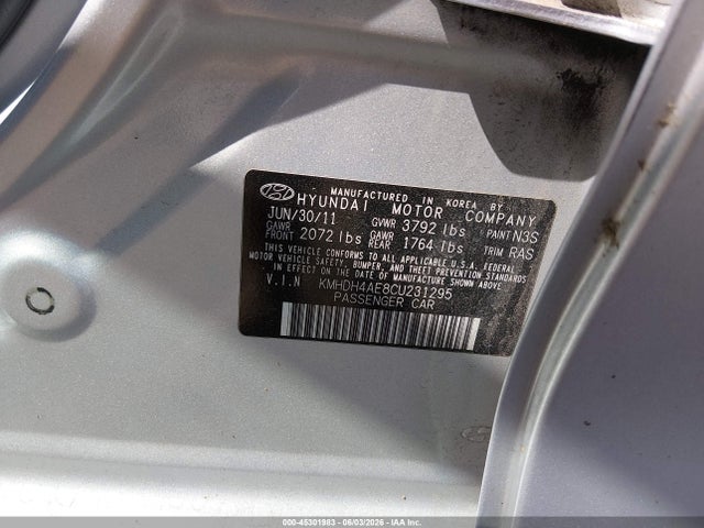 2012 Hyundai Elantra Gls (ulsan Plant) მანქანა იყიდება აუქციონზე, vin: KMHDH4AE8CU231295, აუქციონის ნომერი: 45301983