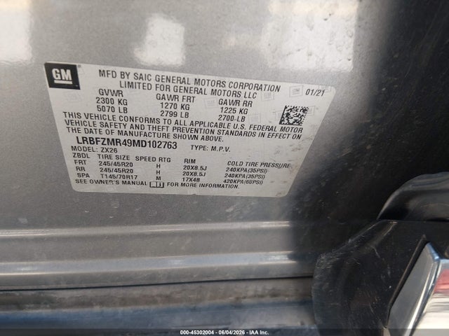 Продаж на аукціоні авто 2021 Buick Envision Awd Preferred, vin: LRBFZMR49MD102763, номер лоту: 45302004