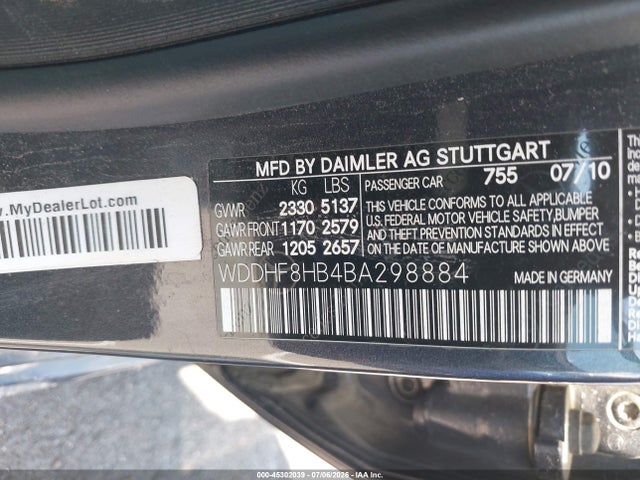Aukcja sprzedaży 2011 Mercedes-benz E 350 4matic, vin: WDDHF8HB4BA298884, numer aukcji: 45302039