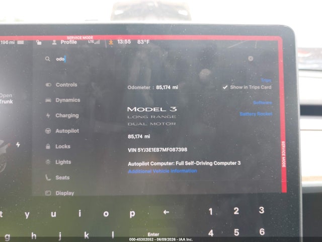 Tesla Model 3 Long Range 2021 5YJ3E1EB7MF087398 Image 7