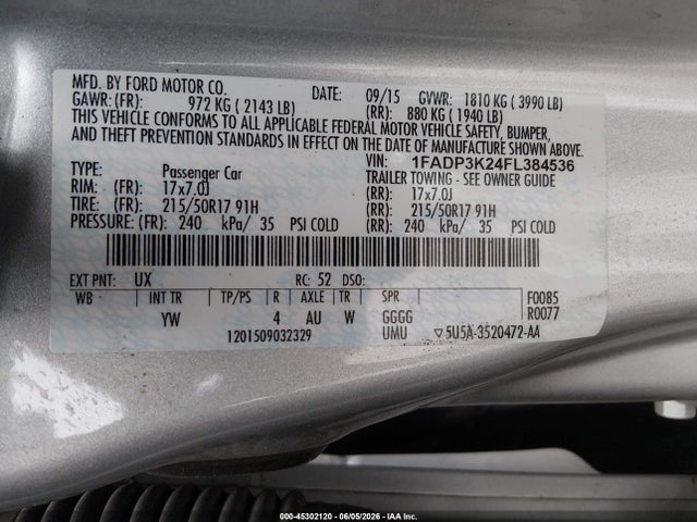 Aukcja sprzedaży 2015 Ford Focus Se, vin: 1FADP3K24FL384536, numer aukcji: 45302120