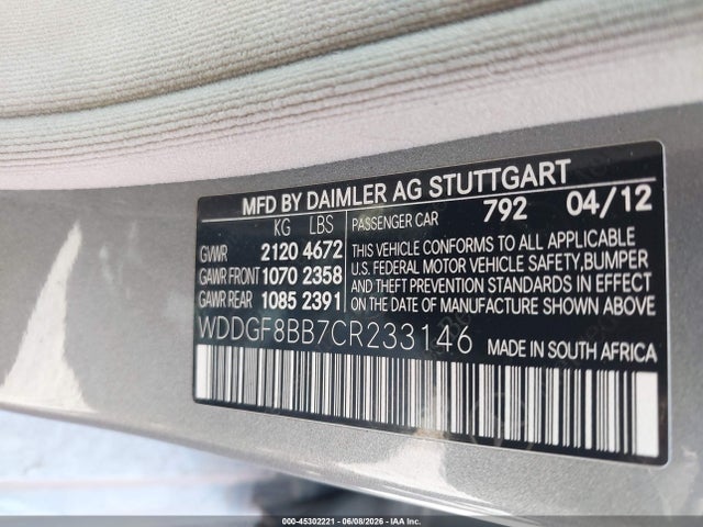 Продажа на аукционе авто 2012 Mercedes-benz C 300 Sport 4matic, vin: WDDGF8BB7CR233146, номер лота: 45302221