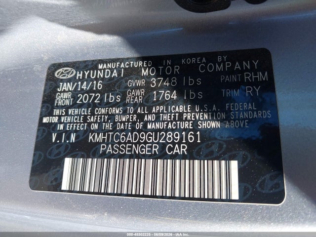 Aukcja sprzedaży 2016 Hyundai Veloster, vin: KMHTC6AD9GU289161, numer aukcji: 45302225