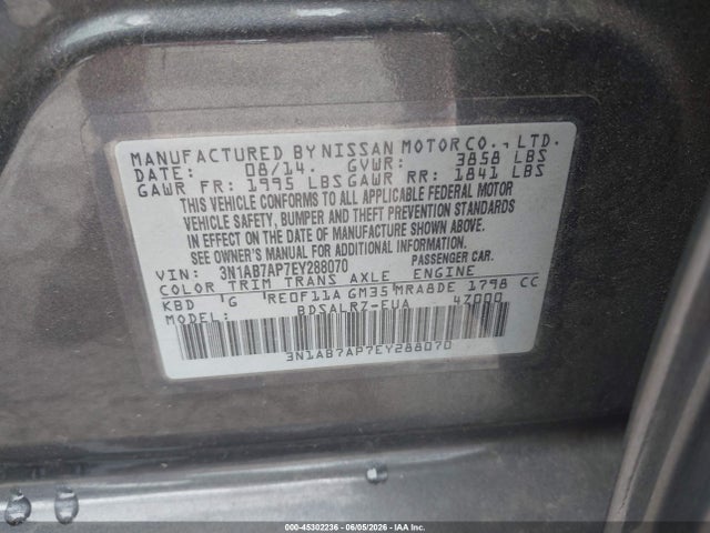 Nissan SENTRA SR 2014 3N1AB7AP7EY288070 Image 9