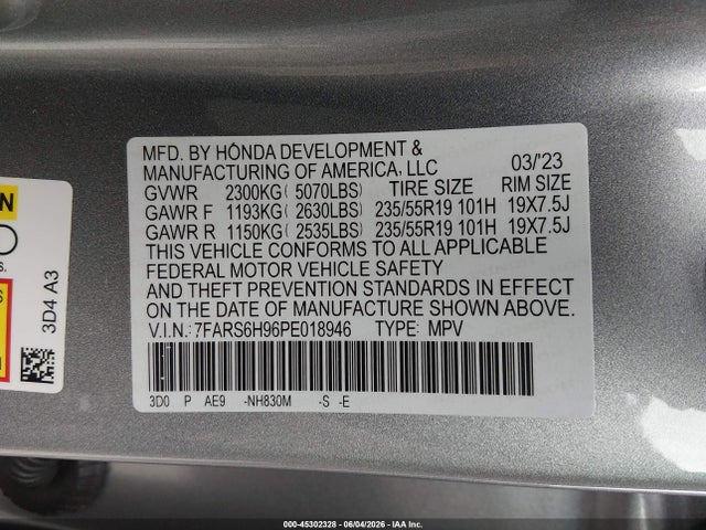7FARS6H96PE018946 Honda Cr-v Hybrid Sport Touring