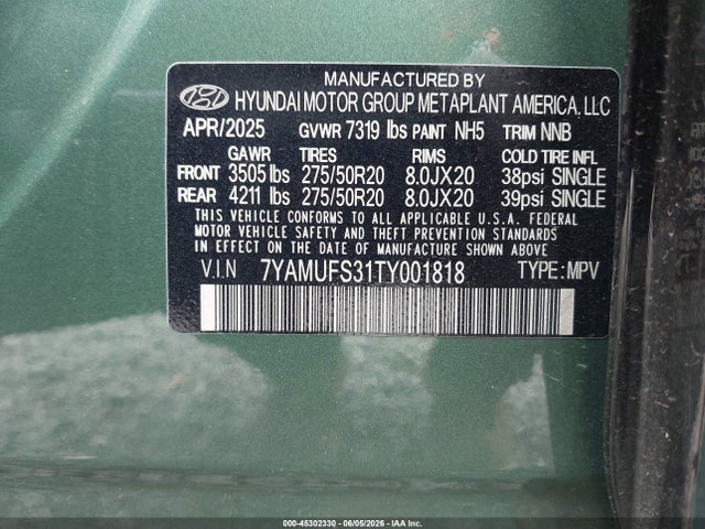 Hyundai Ioniq 9 Sel 2026 7YAMUFS31TY001818 Image 9