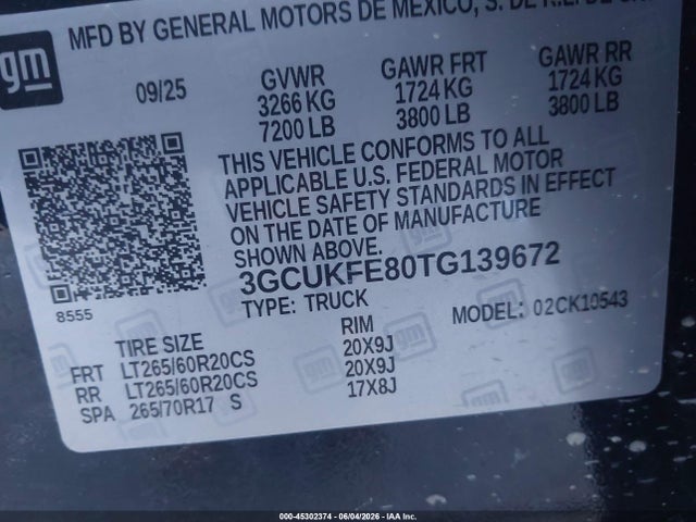 3GCUKFE80TG139672 Chevrolet Silverado 1500 4wd Short Bed Lt Trail Boss