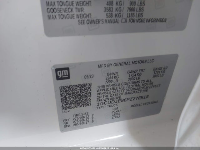 1GCUDJE86PZ278918 Chevrolet Silverado 1500 4wd Short Bed High Country