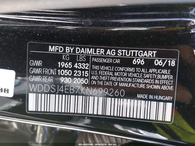 Продаж на аукціоні авто 2019 Mercedes-benz Cla 250, vin: WDDSJ4EB7KN699260, номер лоту: 45302448