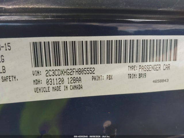 Продаж на аукціоні авто 2015 Dodge Charger Sxt, vin: 2C3CDXHG2FH805552, номер лоту: 45302545