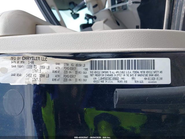 45302547 :رقم المزاد ، 1J8HR58238C189662 vin ، 2008 Jeep Grand Cherokee Limited مزاد بيع