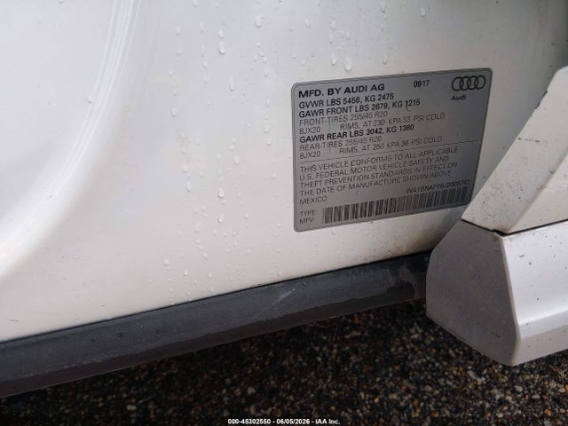 Aukcja sprzedaży 2018 Audi Q5 2.0t Premium/2.0t Tech Premium, vin: WA1BNAFY6J2065741, numer aukcji: 45302550