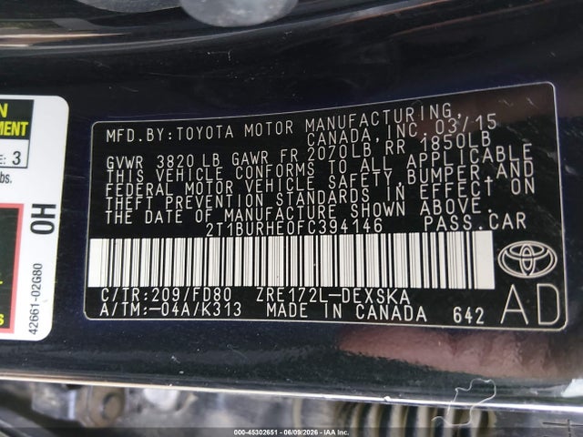 Toyota Corolla S Plus 2015 2T1BURHE0FC394146 Image 9