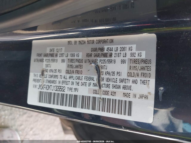 Aukcja sprzedaży 2018 Mazda Cx-5 Grand Touring, vin: JM3KFADM7J1329582, numer aukcji: 45302700