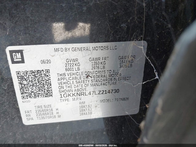 GMC Acadia Fwd Sle 2020 1GKKNRL47LZ214730 Image 9