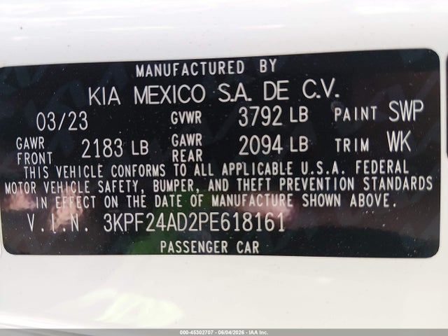 KIA Forte Lxs 2023 3KPF24AD2PE618161 Image 9