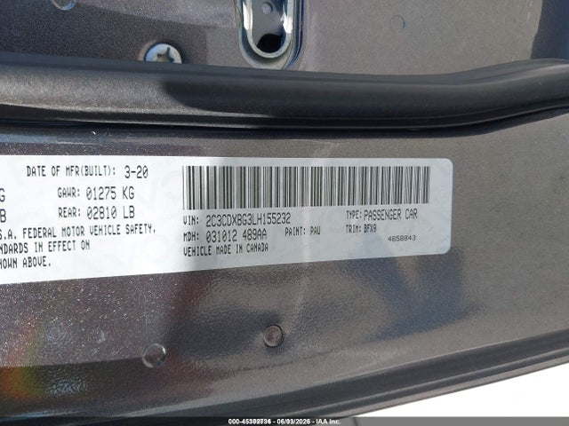 2C3CDXBG3LH155232 Dodge Charger Sxt Rwd