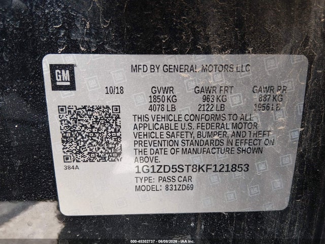 Chevrolet MALIBU LT 2019 1G1ZD5ST8KF121853 Image 9