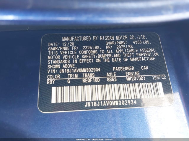 JN1BJ1AV0MW302934 Nissan Rogue Sport S Fwd Xtronic Cvt