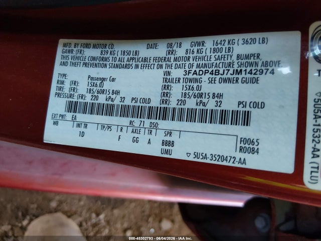 Ford FIESTA SE 2018 3FADP4BJ7JM142974 Image 9