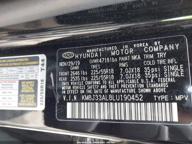 Hyundai TUCSON SEL 2020 KM8J33AL8LU190452 Image 9