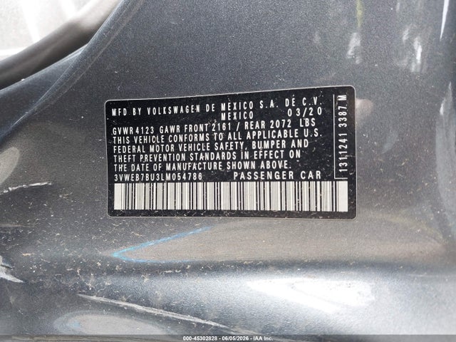 Продаж на аукціоні авто 2020 Volkswagen Jetta 1.4t Sel, vin: 3VWEB7BU3LM054786, номер лоту: 45302828