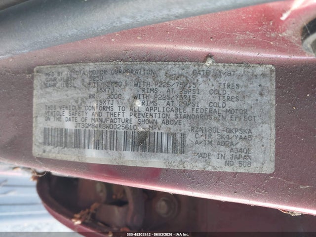Продаж на аукціоні авто 1998 Toyota 4runner, vin: JT3GM84R8W0025610, номер лоту: 45302842
