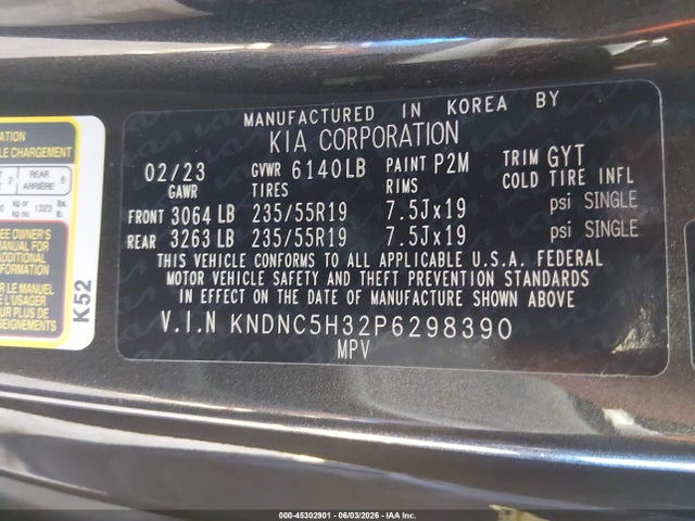 Продажа на аукционе авто 2023 Kia Carnival Mpv Ex, vin: KNDNC5H32P6298390, номер лота: 45302901