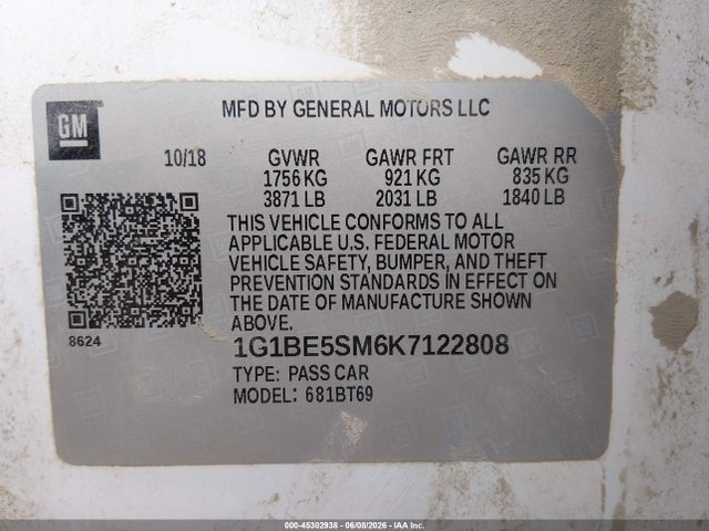 Chevrolet CRUZE LT 2019 1G1BE5SM6K7122808 Image 9