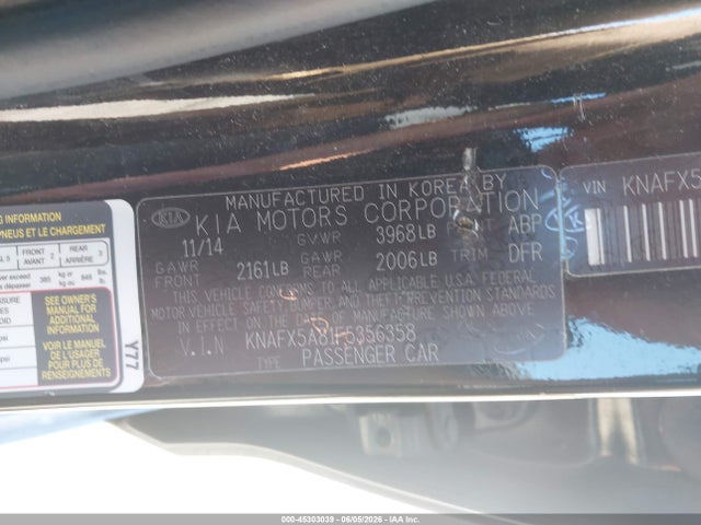 KIA FORTE EX 2015 KNAFX5A81F5356358 Image 9