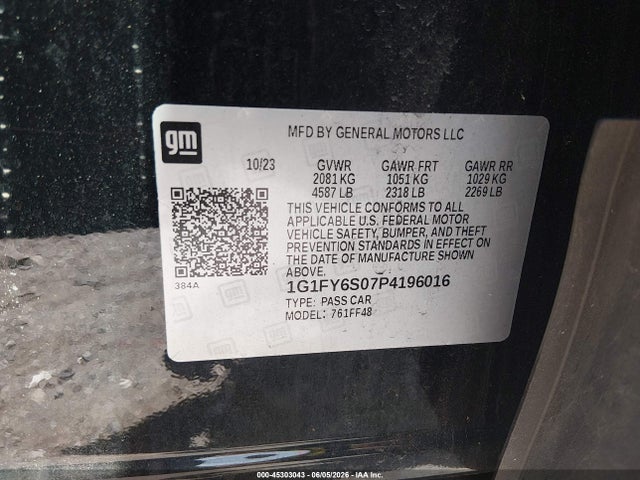 1G1FY6S07P4196016 Chevrolet Bolt Euv Fwd Lt